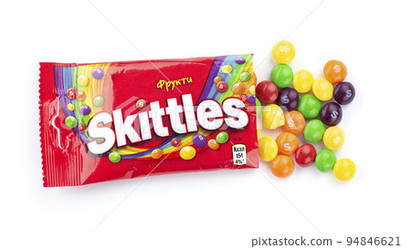 Close up of Skittles candy made by Wm. Wrigley Jr. Company 94846621