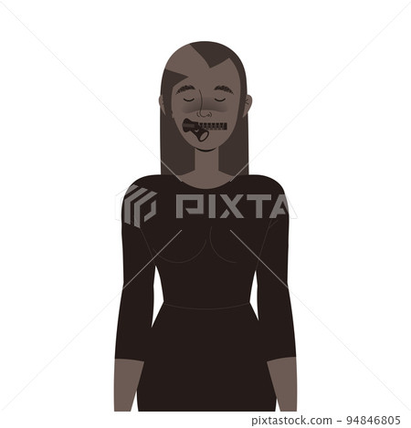 Woman Character with Zipper Mouth as Prohibition of Independent Media Vector Illustration 94846805