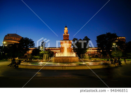Sforzesco Castle illuminated in Milan Sforzesco Castle illuminated in Milan 94846851