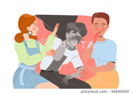 Young Woman Character Supporting and Comforting Sad Man Friend with Problem Vector Illustration 94846909