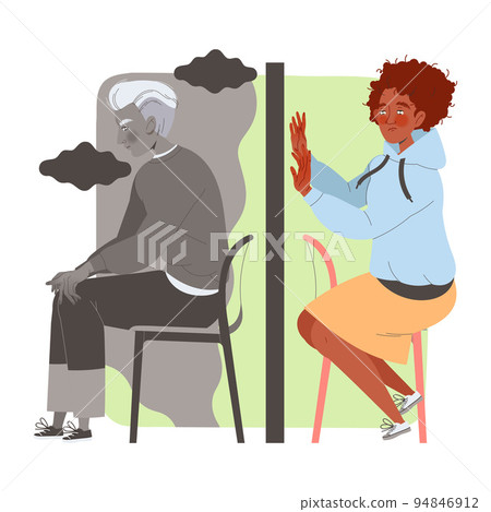 Young Woman Character Supporting and Comforting Sad Man Friend with Problem Vector Illustration 94846912