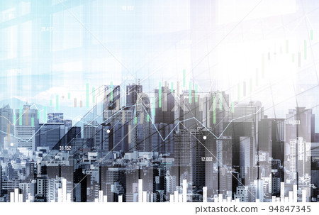 Financial graphs overlap with modernistic urban area for business concept. Financial graphs overlap with modernistic urban area for business concept. 94847345