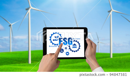 Green business transformation for environment saving and ESG business concept 94847381