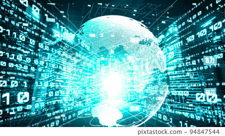 Futuristic global network and tacit digital data transfer 3D graphic 94847544