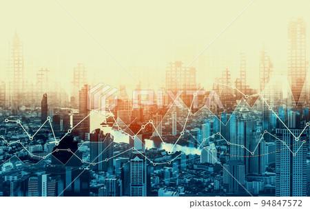 Financial graphs overlap with modernistic urban area for business concept. Financial graphs overlap with modernistic urban area for business concept. 94847572