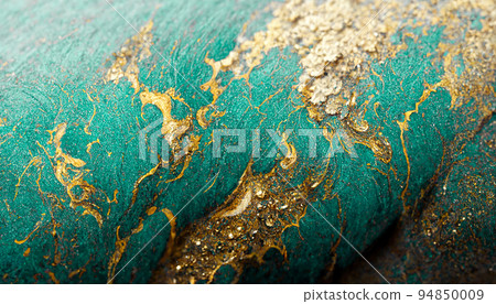 Spectacular dark teal and gold ink swirled around. Digital art 3D illustration. Spectacular dark teal and gold ink swirled around. Digital art 3D illustration. 94850009