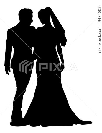 Bride And Groom Couple Wedding Dress Silhouettes 94850033