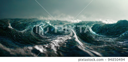 Spectacular abstract scene of an ocean tidal wave. Digital art 3D illustration. 94850494