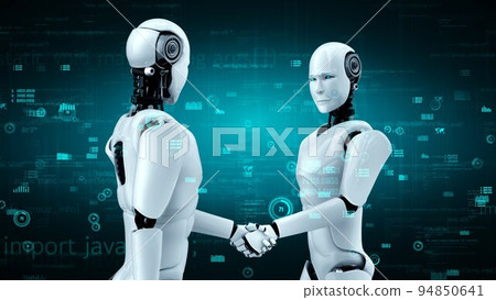 Futuristic robot artificial intelligence huminoid AI programming coding 94850641