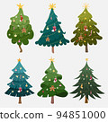 Hand drawn flat christmas trees collection 94851000