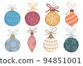 Hand drawn flat christmas ball collection 94851001