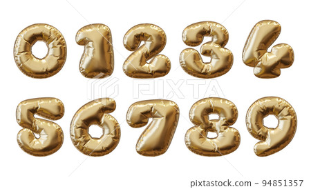 Golden inflated number. Balloon metallic number. 3d Golden inflated number. Balloon metallic number. 3d 94851357