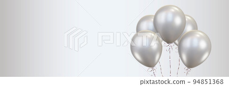 Gold balloons with gold ribbons. 3d rendering Gold balloons with gold ribbons. 3d rendering 94851368