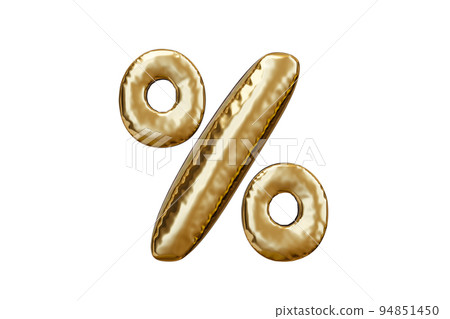 Golden foil sign. Balloon symbol. 3d rendering illustration. Golden foil sign. Balloon symbol. 3d rendering illustration. 94851450