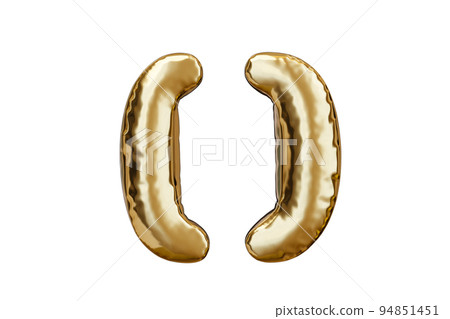 Golden foil sign. Balloon symbol. 3d rendering illustration. Golden foil sign. Balloon symbol. 3d rendering illustration. 94851451