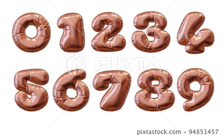 Golden inflated number. Balloon metallic number. 3d Golden inflated number. Balloon metallic number. 3d 94851457