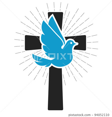 Dove and crucifix, Christianity virtue, peace and kindness symbol, vector Dove and crucifix, Christianity virtue, peace and kindness symbol, vector 94852110