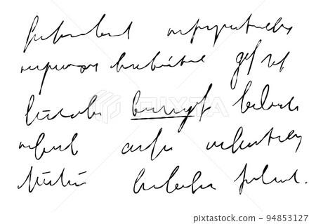Handwritten Unreadable illegible text. Abstract handwriting of fictional language. Handwritten Unreadable illegible text. Abstract handwriting of fictional language. 94853127