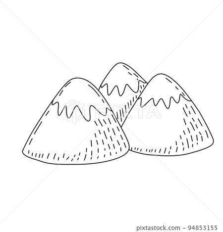 Mountain landscape in children doodle style. Rock ridge. Mountain landscape in children doodle style. Rock ridge. 94853155