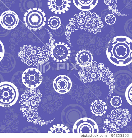 white snowflakes of various shapes like gears pattern without background white snowflakes of various shapes like gears pattern without background 94855303