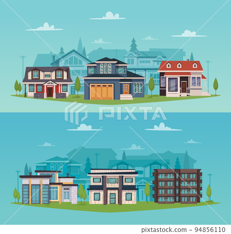 Colorful Countryside Horizontal Banners Colorful Countryside Horizontal Banners 94856110