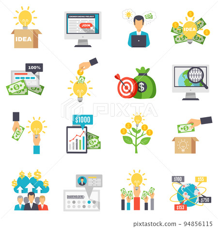 Crowdfunding Decorative Icons Set Crowdfunding Decorative Icons Set 94856115