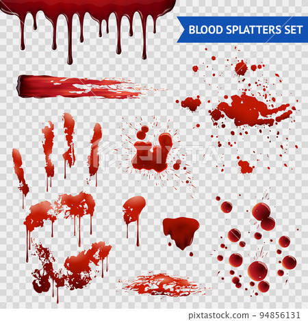 Blood Spatters Realistic Samples Transparent Set 94856131
