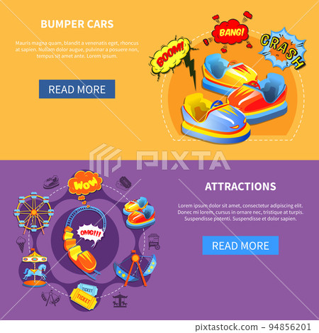 Bumper cars and attractions flat banners Bumper cars and attractions flat banners 94856201