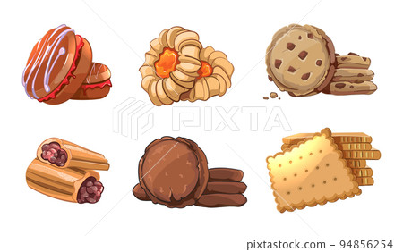 Cookies vector icons set in cartoon style Cookies vector icons set in cartoon style 94856254