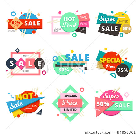 Sale Material Design Geometric Icon Set Sale Material Design Geometric Icon Set 94856301