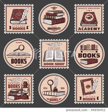 Colored Education And Bookstore Stamps Set Colored Education And Bookstore Stamps Set 94856452