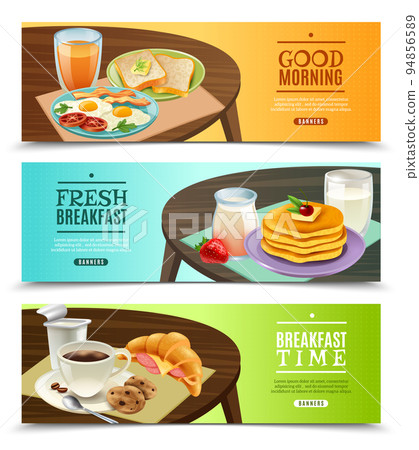 Breakfast Horizontal Banners Set 94856589