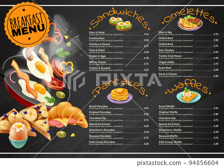 Breakfast Menu On Chalkboard Breakfast Menu On Chalkboard 94856604