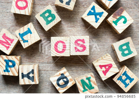 Alphabet letter block in word OS (Abbreviation of Operating system) and another letter on wood background Alphabet letter block in word OS (Abbreviation of Operating system) and another letter on wood background 94856685