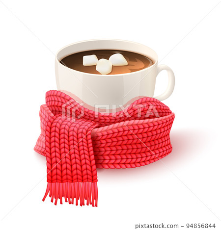 Cup Chocolate With Knitted Scarf Print Cup Chocolate With Knitted Scarf Print 94856844