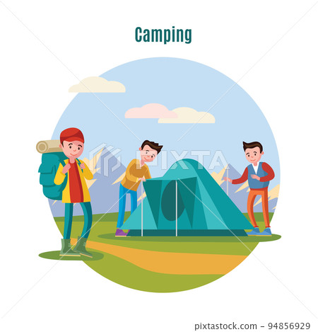 Colorful Camping And Backpacking Template 94856929