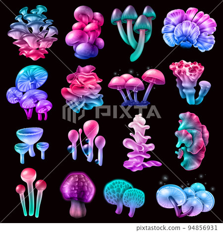 Colorful Magic Mushrooms Collection Colorful Magic Mushrooms Collection 94856931