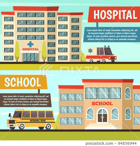 Colored Municipal Buildings Banner Set Colored Municipal Buildings Banner Set 94856944