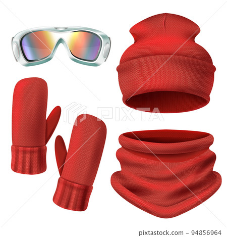 Colored Ski Suit Icon Set Colored Ski Suit Icon Set 94856964