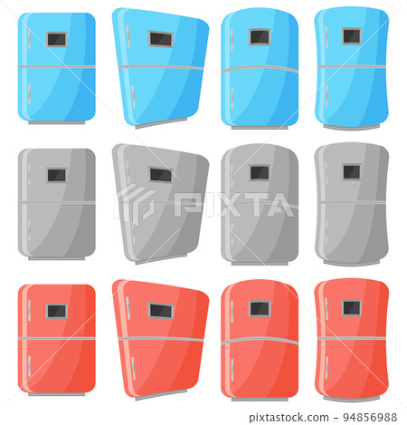 Detailed Colored Fridge Set for Home Preserve Food. Vertical Refrigerator Icons Detailed Colored Fridge Set for Home Preserve Food. Vertical Refrigerator Icons 94856988