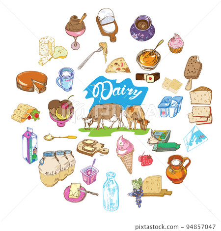 Colorful Drawing Farm Elements Round Concept Colorful Drawing Farm Elements Round Concept 94857047