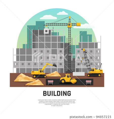 Building Construction Machinery Flat Composition Building Construction Machinery Flat Composition 94857215