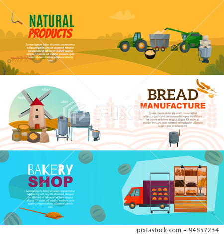Bread Manufacture Horizontal Banners Bread Manufacture Horizontal Banners 94857234