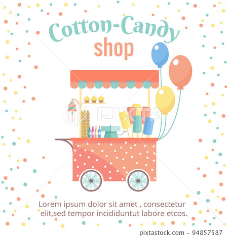 Cotton candy and ice cream street shopping cart Cotton candy and ice cream street shopping cart 94857587