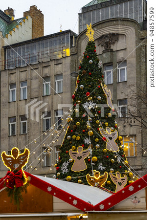 Christmas tree on Wenceslas Square in Prague Czech Republic 94857599