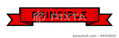 Ribbon label banner with word principle in red color on white background Ribbon label banner with word principle in red color on white background 94858095