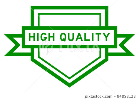 Vintage green color pentagon label banner with word high quality on white background Vintage green color pentagon label banner with word high quality on white background 94858128