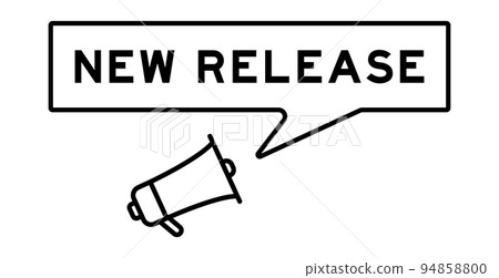 Megaphone icon with speech bubble in word new release on white background 94858800