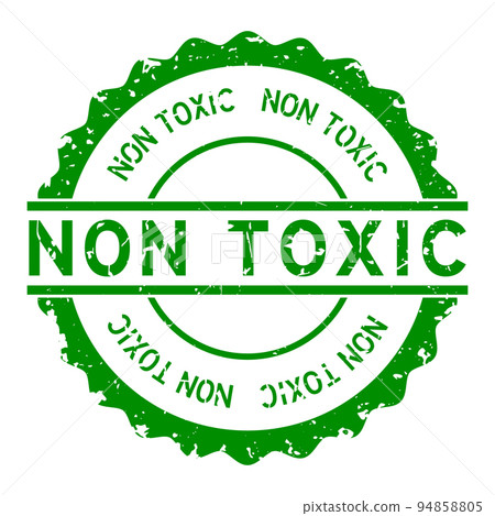 Grunge green non toxic word round rubber seal stamp on white background 94858805