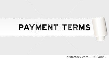 Ripped gray paper background that have word payment terms under torn part 94858842